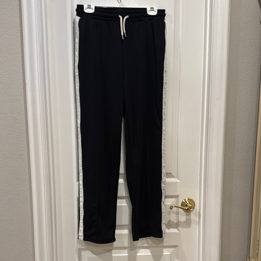 Black Track Pants with White Stripe Gap